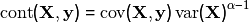 \mathop{\mbox{cont}}(\mathbf{X},\mathbf{y}) = \mathop{\mbox{cov}}(\mathbf{X},\mathbf{y})\mathop{\mbox{var}}(\mathbf{X})^{\alpha-1}